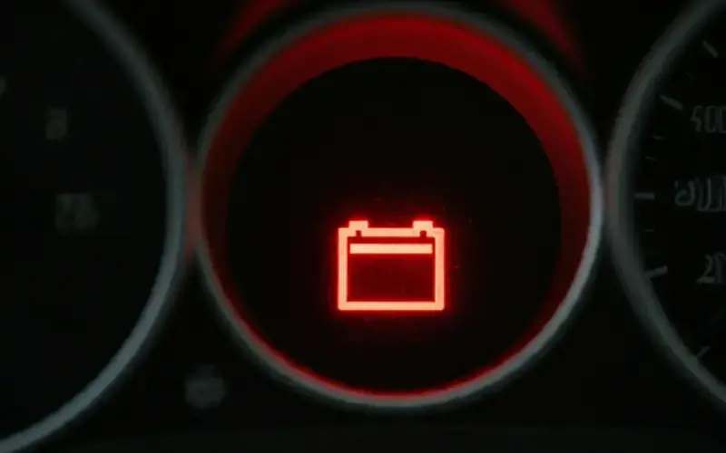 Testigo motor de la batería del carro encendido.